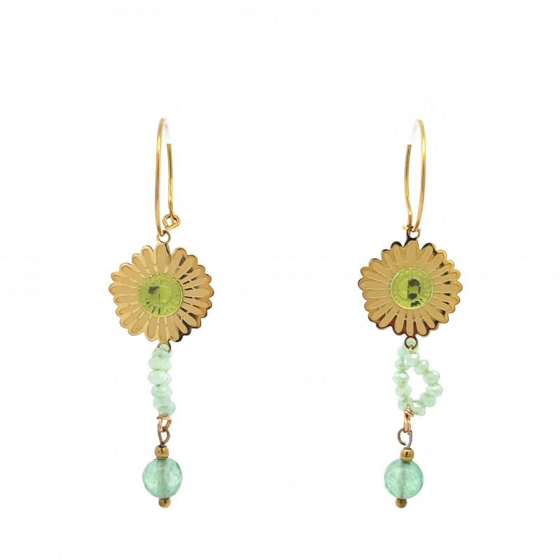 ORECCHINI PENDENTI FIORE E CRISTALLI - NK2112496F13