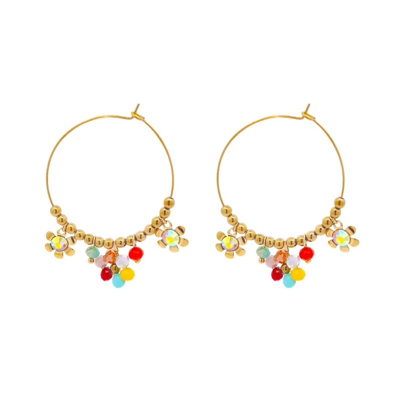 ORECCHINI A CERCHIO CON FIORE - NK2112496F14