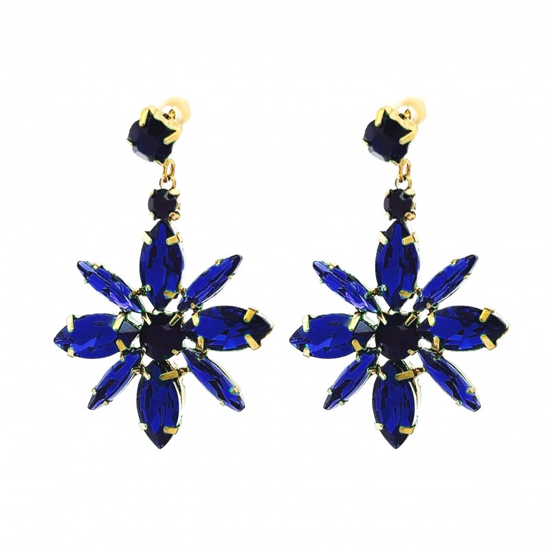 ORECCHINI PENDENTI FIORE CON CRISTALLI - NK22111D217