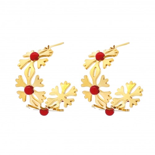 ORECCHINI A CERCHIO FIOCCO DI NEVE - NK2295D148