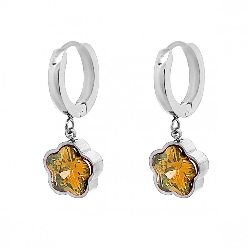 ORECCHINI A CERCHIO CON FIORE IN ZIRCONIA - PS1971664C88