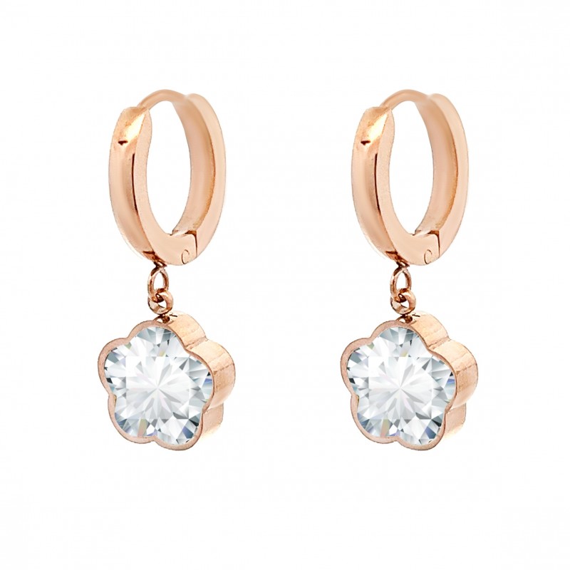 ORECCHINI A CERCHIO CON FIORE IN ZIRCONIA - PS1971664C88