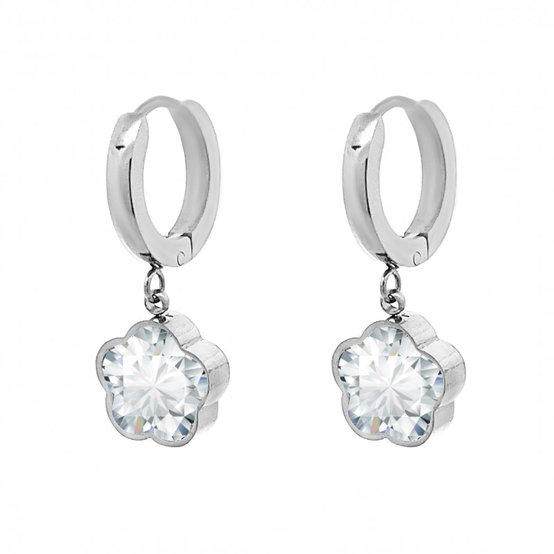 ORECCHINI A CERCHIO CON FIORE IN ZIRCONIA - PS1971664C88