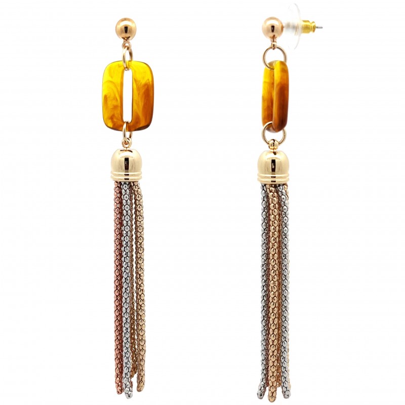 ORECCHINI PENDENTI CON RESINA - S012125R