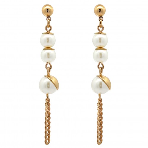 ORECCHINI PENDENTI CON PIETRA E PERLA - S012608R