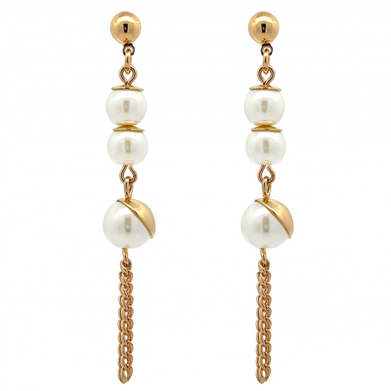 ORECCHINI PENDENTI CON PIETRA E PERLA - S012608R