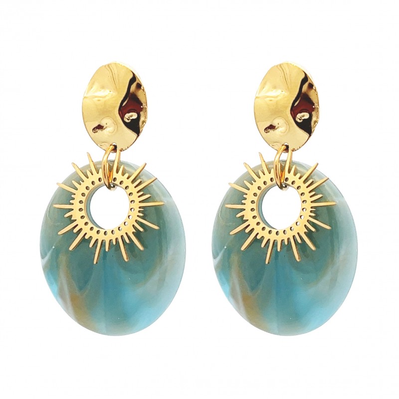 ORECCHINI PENDENTI SOLE CON RESINA - WF2368E668