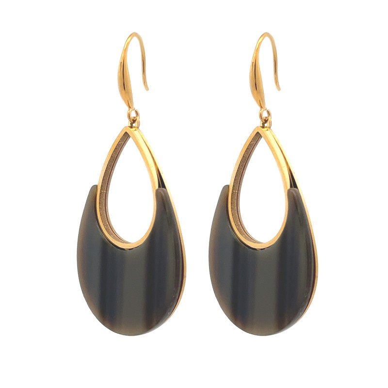 ORECCHINI PENDENTI OVALI CON RESINA - WF23100E667