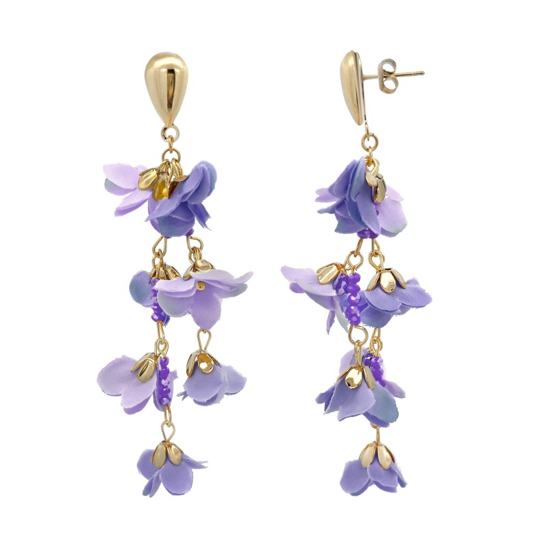 ORECCHINI PENDENTI LUNGHI CON FIORE - YNK23100F125