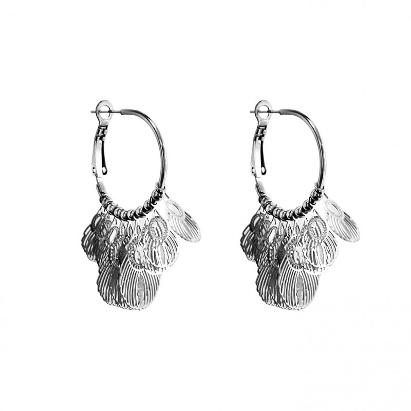 ORECCHINI A CERCHIO CON PIUME DI PAVONE - YNK2384E273