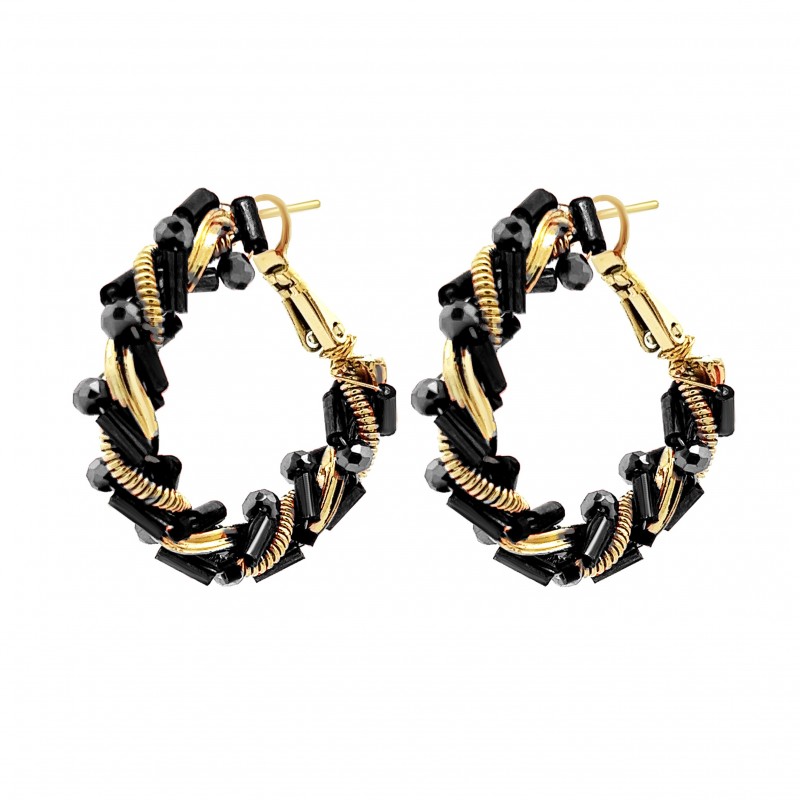 ORECCHINI A CERCHIO CON CRISTALLI - YNK2392E563