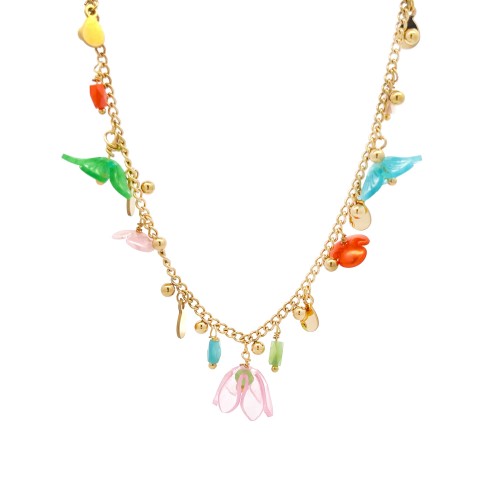 COLLANA CON FIORI PENDENTI - YN22135D518
